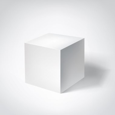 white 3d cube geometric figure with shadow. vector illustration clipart