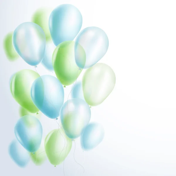 हल्के नीले और हरे रंग के गुब्बारे पृष्ठभूमि। वेक्टर इलस्ट्रेशन — स्टॉक वेक्टर