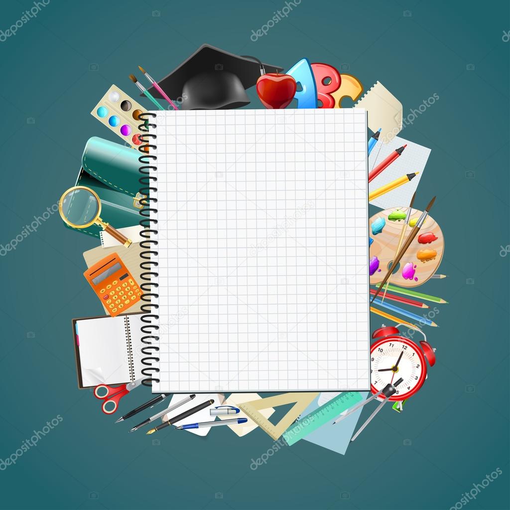 Vettoriale stockBlocco note pagina bianca sfondo scolastico con  l'istruzione sul posto di lavoro ac di ©Ghenadie #119399930, image size:1024x1024