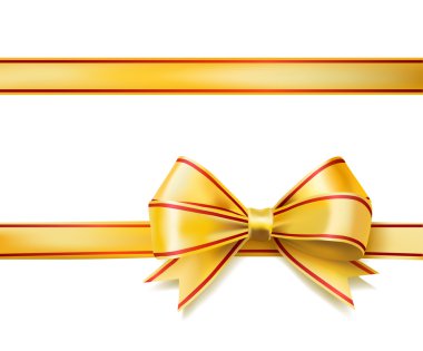 Beyaz parlak altın şerit yay. vektör