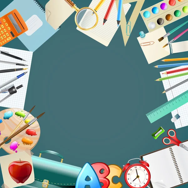 Achtergrond met items van de school. vectorillustratie — Stockvector