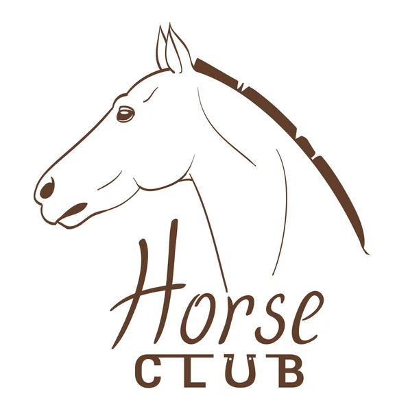 Paard club symbool lijnwerk tekening. vector — Stockvector