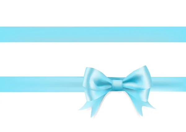 Nudo de lazo de cinta azul claro en blanco. ilustración vectorial — Vector de stock