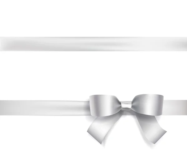 Silberne Schleife Knoten auf weiß. Vektor — Stockvektor