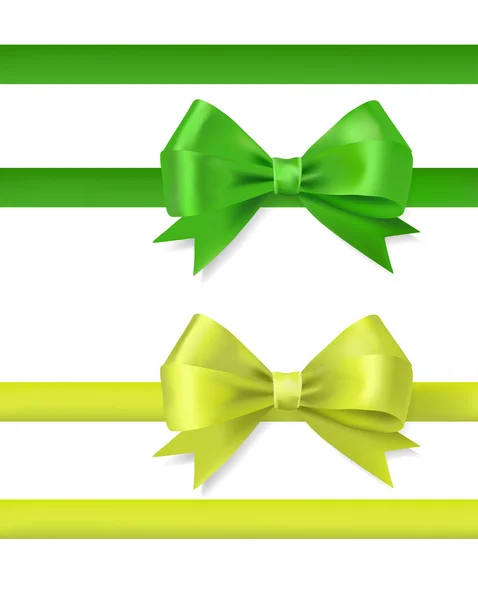 白にグリーン リボン弓ベクトル図 — ストックベクタ