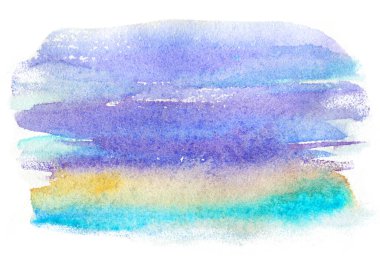 mavi, turkuaz ve menekşe soyut suluboya beyaz arkaplanda