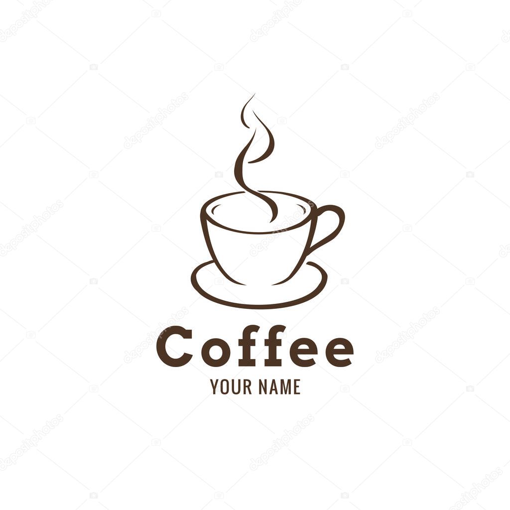 Coffee or tea logo design. simple line art vector illustration