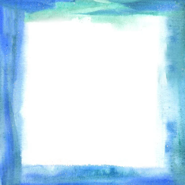 Bleu Vert Couleurs Cadre Abstrait Aquarelle Fond Avec Espace Blanc — Photo