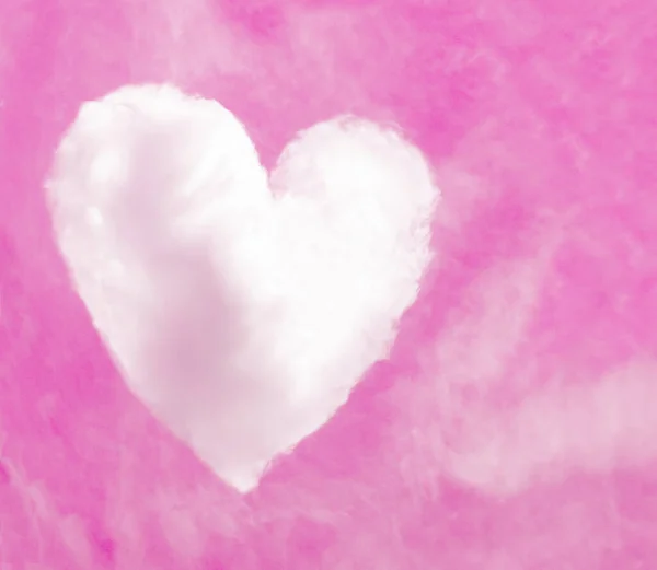 Nuage Coeur Sur Ciel Rose Amour Air Abstrait Symbole — Photo