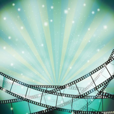 retro film şeridi ve yıldızlar arka plan