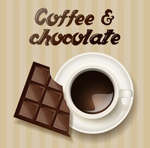 Taza de café y un chocolate — Vector de stock
