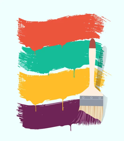 Pincel de pintura com banners de cores — Vetor de Stock