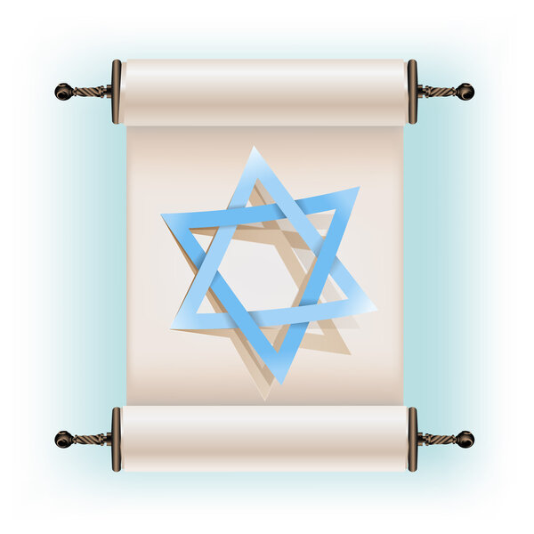 Star of David sign and ancient scroll