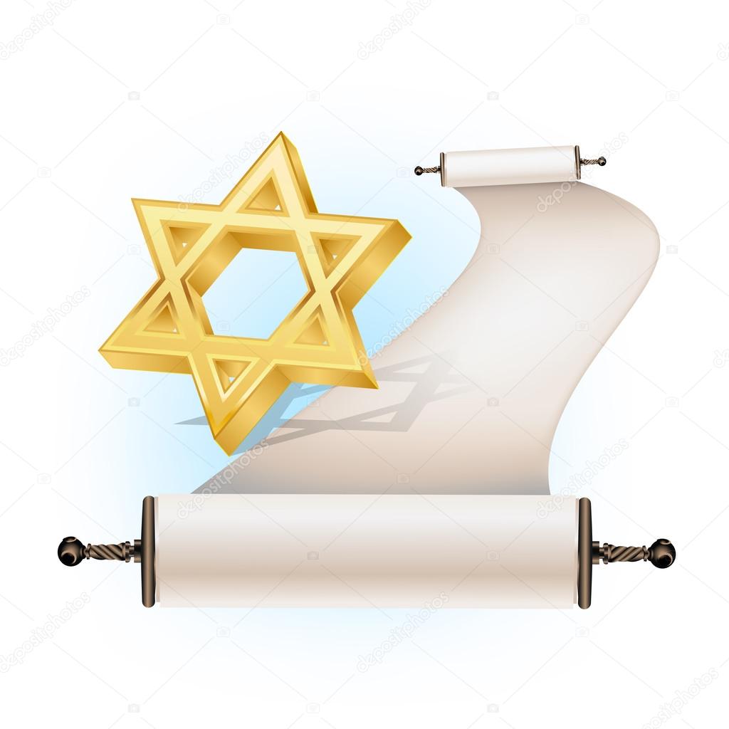 Star of David and ancient scroll