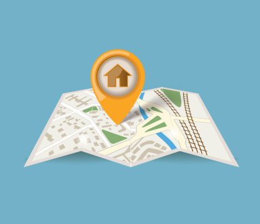 İşaretçi üzerinde mavi arka plan ile harita simgesi