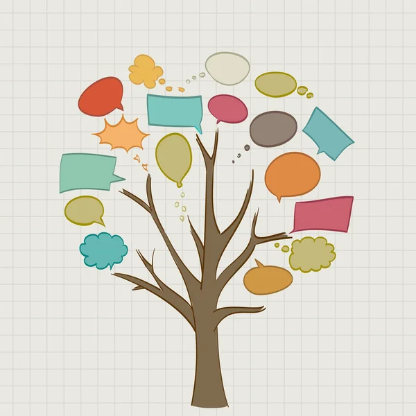 Tree with retro speech bubbles — Stock Vector