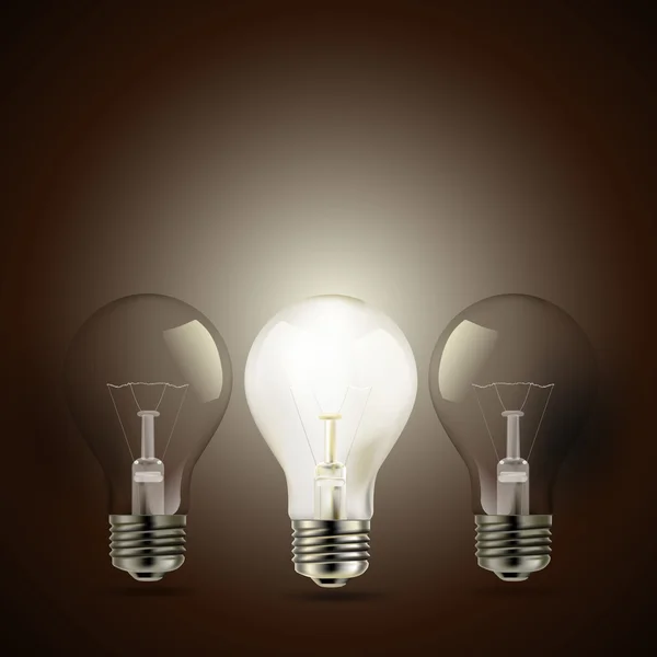 Light bulbs on brown background — Stock Vector