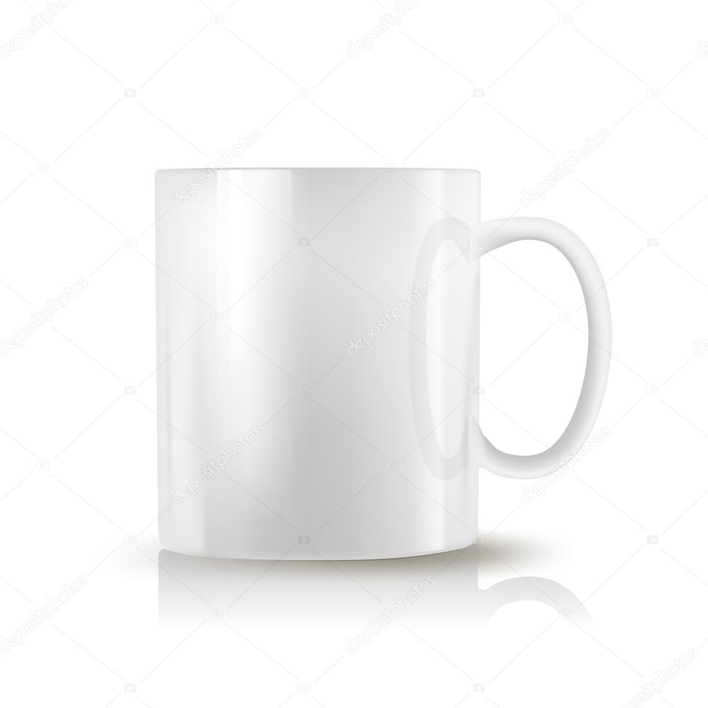 white realistic cup on white background