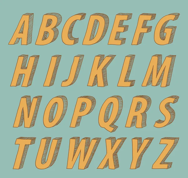手描きレトロな abc の 3 d 文字 — ストックベクタ