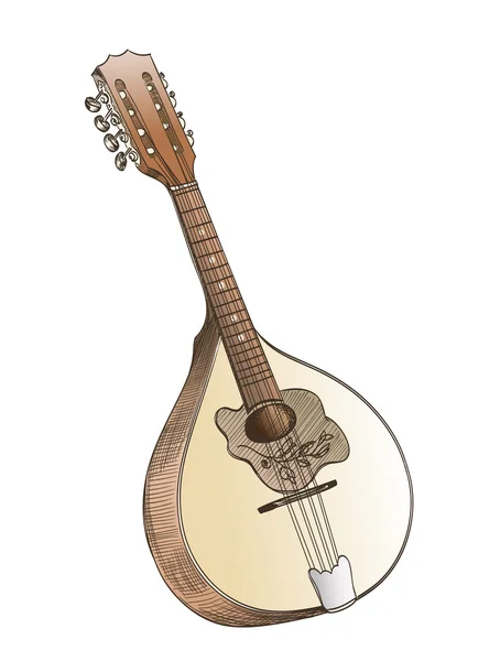 Mano di mandolino disegno su bianco — Vettoriale Stock