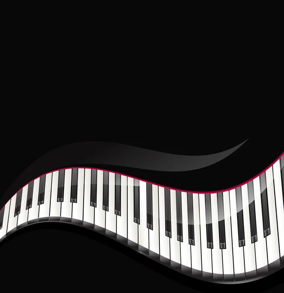 Piano de cola teclas fondo ondulado — Vector de stock