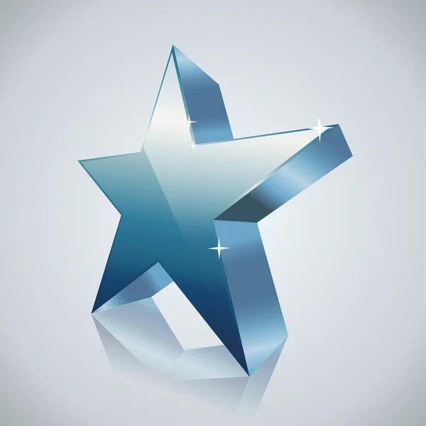 Blue star with reflection — Stock Vector