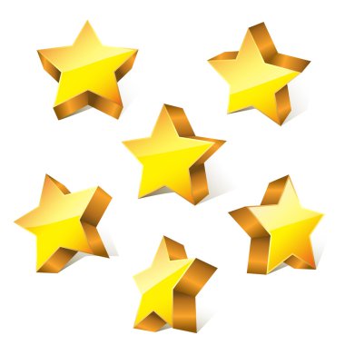 3d altın küçük parlak yıldız ile varyasyonları ayarla