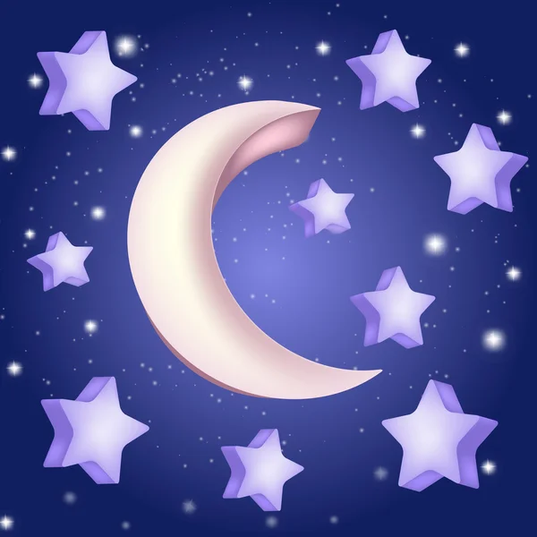Moon and stars illustration — Stock Vector