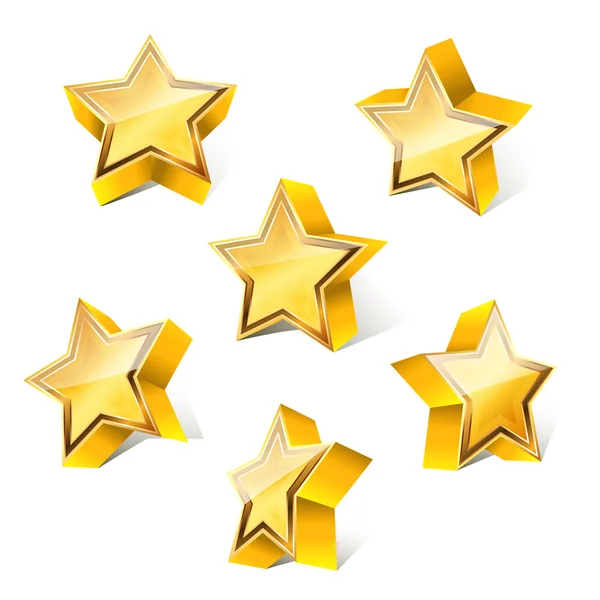 3d little golden star set with variations — Stock Vector