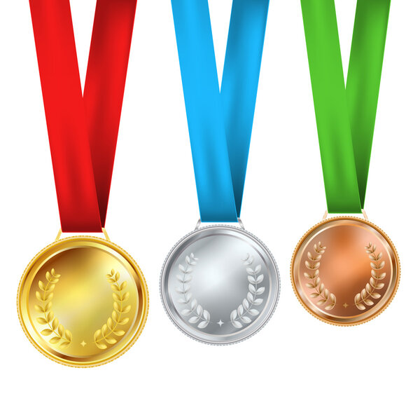 set of three realistic medals