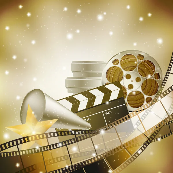 Retro film şeridi, tokmağı ve yıldız sinema arka plan
