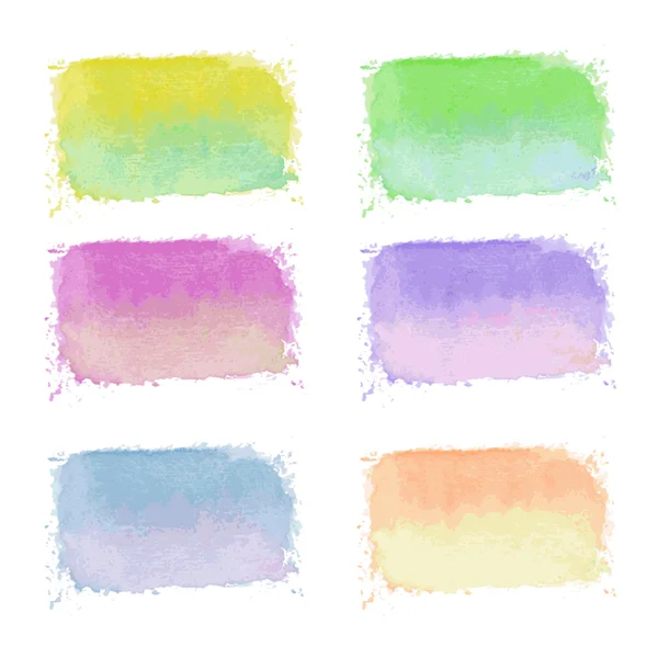 Conjunto de etiquetas aquarela brilhantes desenhadas à mão no branco — Vetor de Stock