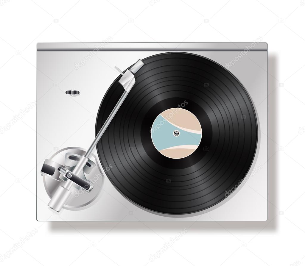 vinyl record turntable on white