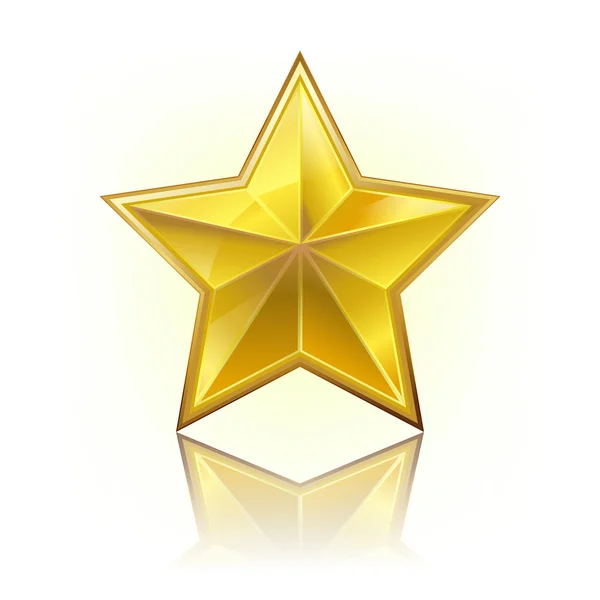 Golden five corner star on white — Stock Vector