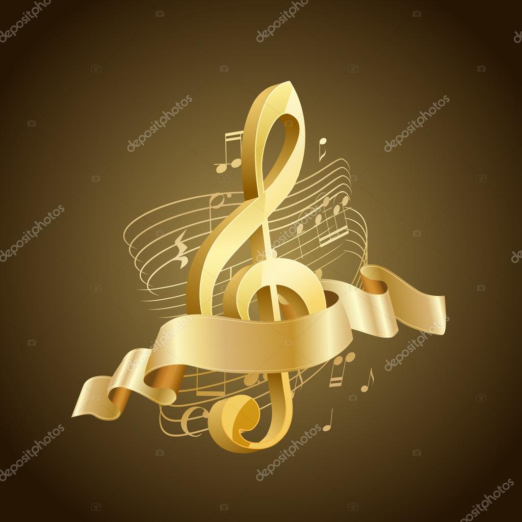 Treble Clef Musical Symbol Golden Color Vector Stock Vector Image
