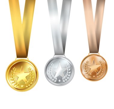 set of medals with stars clipart