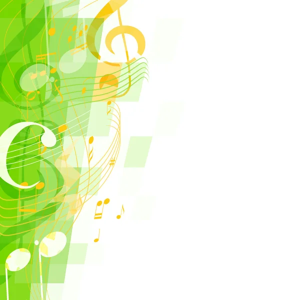 Astratto sfondo musicale verde con chiave e note, musicale si — Vettoriale Stock