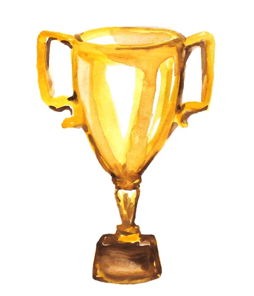 Acuarela trofeo dorado sobre blanco — Archivo Imágenes Vectoriales
