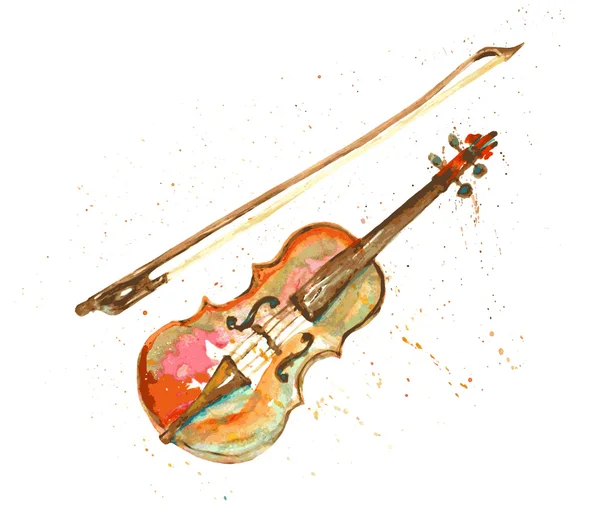 Aquarelle violon dessiné à la main — Image vectorielle