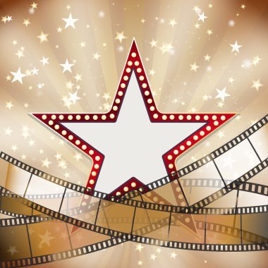 abstract vintage cinema background with red star