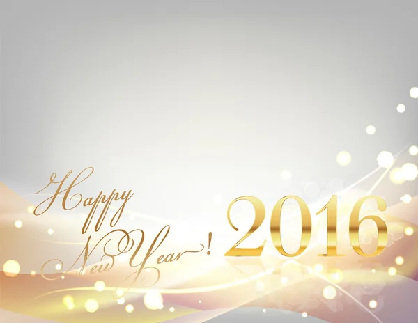 2016 happy new year card with sparkling gold lights, stripes, li — 图库矢量图片