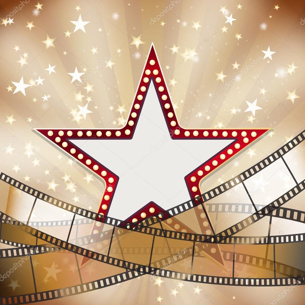 abstract vintage cinema background with red star