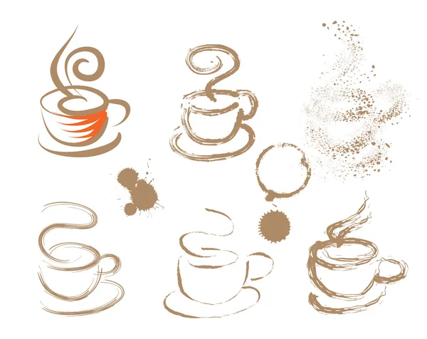 Koffie cups gemaakt van de vlekken. vector — Stockvector