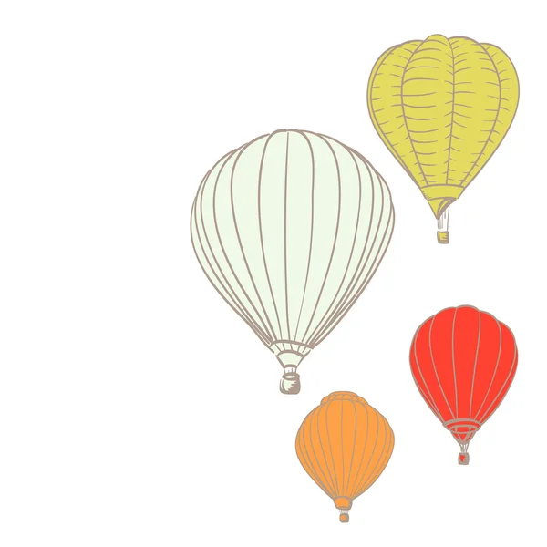 Globos de aire caliente sobre fondo blanco — Vector de stock