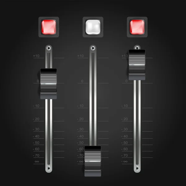 Console de mixage audio sur noir. vecteur — Image vectorielle