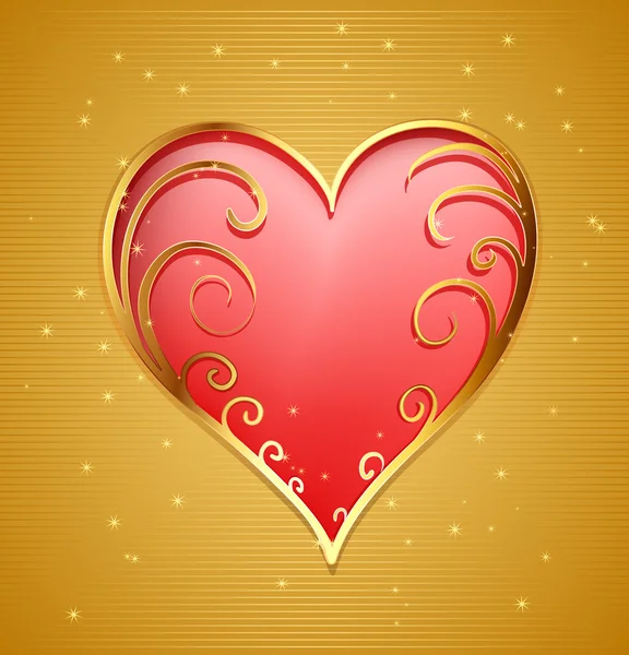 Heart frame on golden background — Stock Vector