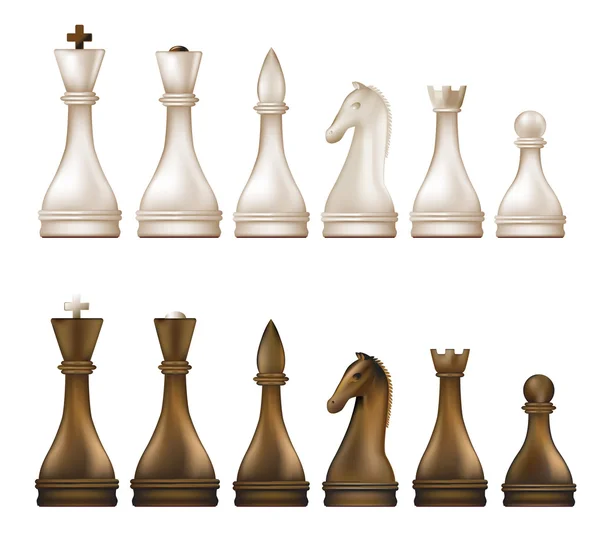 Jeu d'échecs marron et blanc sur blanc — Image vectorielle