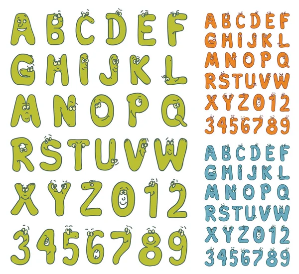 Alphabet de bande dessinée et chiffres fixés — Image vectorielle