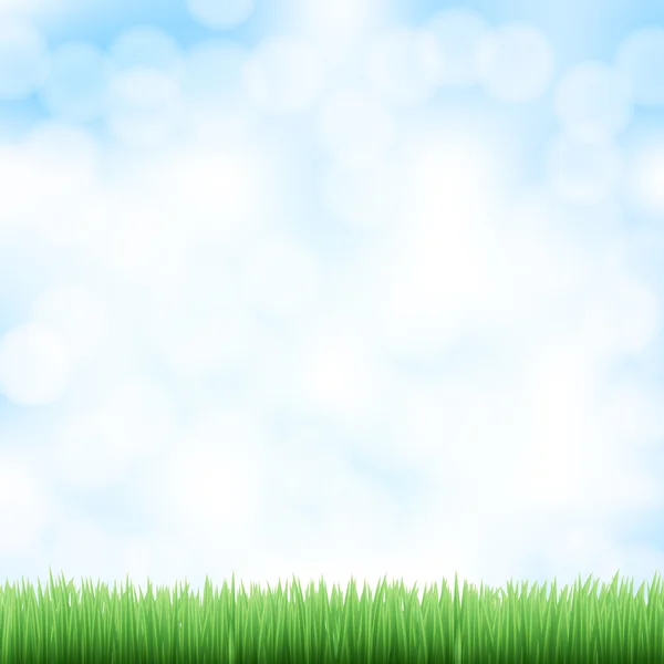 Spring sky background with green grass — Wektor stockowy