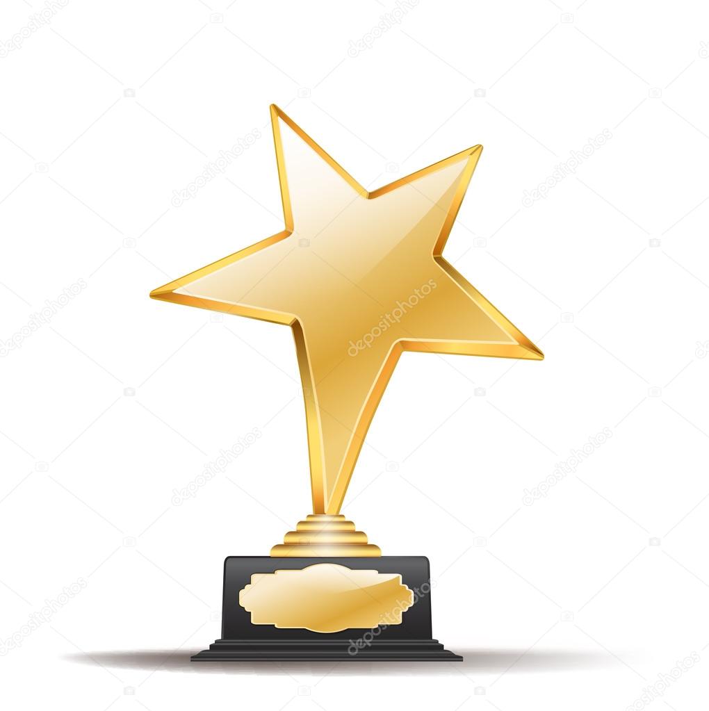 golden star with black award on white